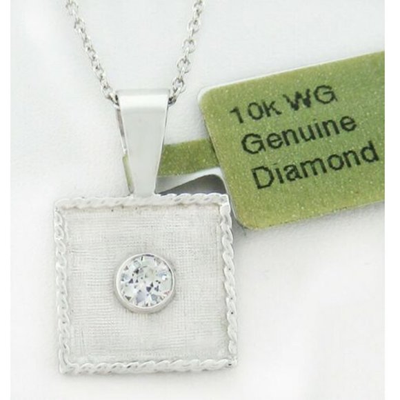 Genuine Diamond 0.25 Cts Pendant 10k White Gold